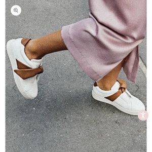 Alexandre Birman Women’s Asymmetrical Clarita White Leather Sneakers -SZ 38/8*